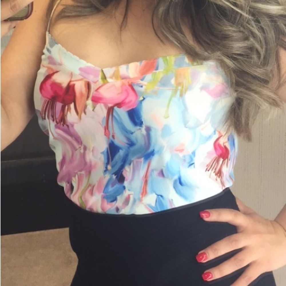 🎨Ted Baker London Watercolor Floral Designer Sleeveless Cami Tank Top Blouse🎨